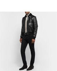 Saint Laurent Shearling Lined Leather Aviator Jacket