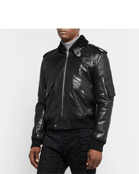 Saint Laurent Shearling Lined Leather Aviator Jacket