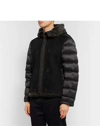 Ten C Shearling Lined Suede And Quilted Shell Hooded Down Liner