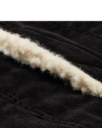 Slim Fit Faux Shearling Trimmed Cotton Corduroy Jacket