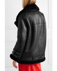 Acne Studios Velocite Shearling Trimmed Leather Biker Jacket