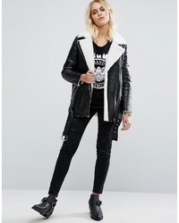 Goldie Wreckless Aviator Jacket With Faux Shearling