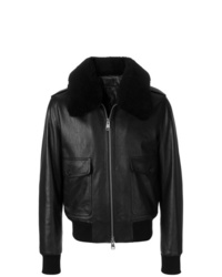 AMI Alexandre Mattiussi Zipped Jacket With Ing And Shearling Collar