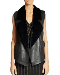 French Connection Faux Fur And Leather Vest