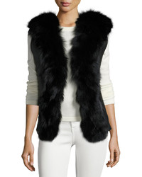 Adrienne Landau Fur Front Shearling Lined Vest Black