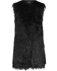 Theory Nyma Faux Shearling And Crepe Gilet Black