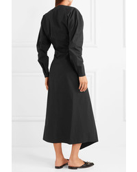 Lemaire Asymmetric Cotton Poplin Midi Dress Black