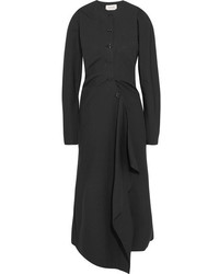 Lemaire Asymmetric Cotton Poplin Midi Dress Black