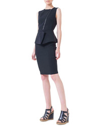 Akris Asymmetric Zip Peplum Dress Black