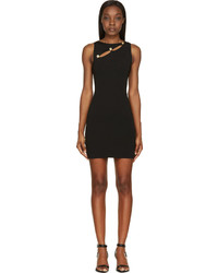 Versus Black Fitted Gold Buttoned Sleeveless Dress
