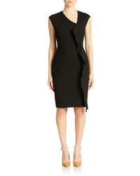 Anne Klein Cap Sleeve Cascade Ruffle Sheath Dress