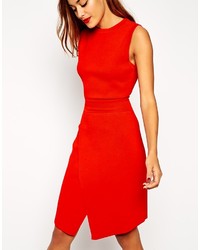 Asos Collection Wrap Dress In Structured Knit With Cut Out Detail