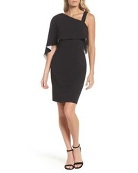 Adrianna Papell Crepe One Shoulder Cape Dress