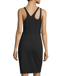 Halston Heritage Asymmetric Neckline Sheath Black