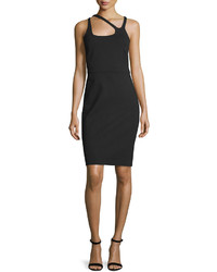 Halston Heritage Asymmetric Neckline Sheath Black