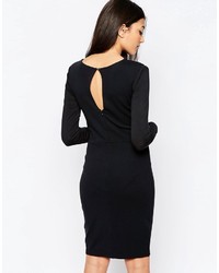 Ichi Long Sleeve Pencil Dress With Keyhole Back