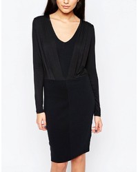 Ichi Long Sleeve Pencil Dress With Keyhole Back