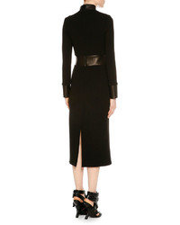 Tom Ford Long Sleeve Combo Midi Sheath Dress Black