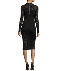 Milly Long Sleeve Fractured Pointelle Sheath Dress