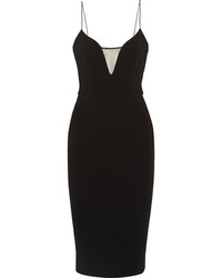 Victoria Beckham Mesh Paneled Crepe Dress Black