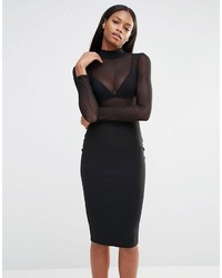 Missguided Mesh Top Pencil Dress