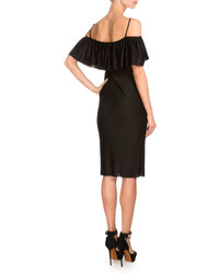 Givenchy Off The Shoulder Ruffle Sheath Dress Black