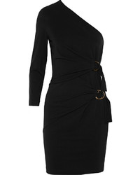 Roberto Cavalli One Shoulder Stretch Jersey Mini Dress Black