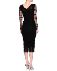 Dolce & Gabbana Sheer Long Sleeve Sheath Dress Black