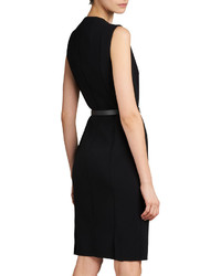 Akris Sleeveless Zip Front Sheath Dress Black