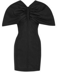Jacquemus Vallauris Gathered Wool Piqu Mini Dress Black