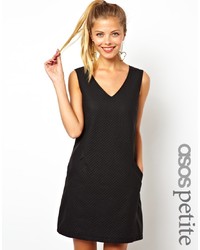 Asos Petite Quilted Shift Dress In Leather Look