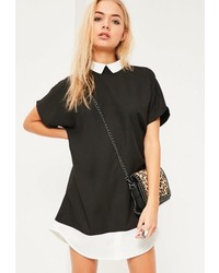 Missguided Black Contrast Shirt Collar Shift Dress