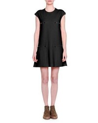 Stella McCartney Cap Sleeve Zip Detail Shift Dress Black