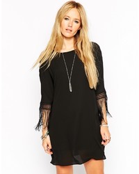 Asos Collection Shift Dress With Fringe Detail