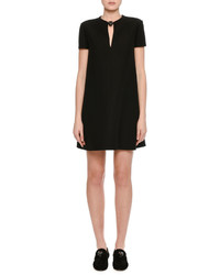 Valentino Crepe Couture Panther Collar Shift Dress Black