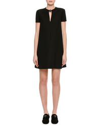 Valentino Crepe Couture Panther Collar Shift Dress Black