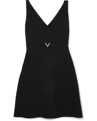 Valentino Embellished Stretch Wool Blend Mini Dress