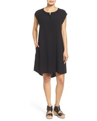 Eileen Fisher Jewel Neck A Line Silk Shift Dress