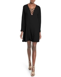 ASTR Lace Up Bell Sleeve Shift Dress