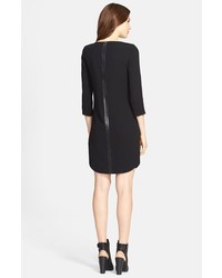 Vince Leather Strapping Long Sleeve Shift Dress