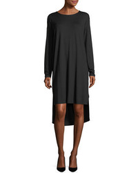 Eileen Fisher Long Sleeve Lightweight Viscose Jersey Shift Dress Petite