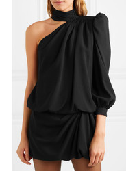 Saint Laurent One Shoulder Crepe Mini Dress