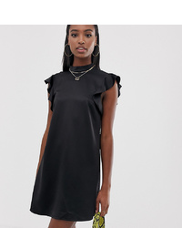 Missguided Tall Satin Frill Dress In Black