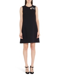 Dolce & Gabbana Sequin Logo Crepe A Line Dress