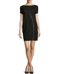Versace Short Sleeve Zip Detail Shift Dress