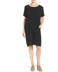 Eileen Fisher Silk Jersey Round Neck Knee Length Shift Dress