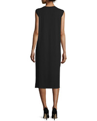 Eileen Fisher Sleeveless Round Neck Jersey Shift Dress Black Plus Size