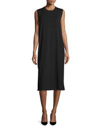 Eileen Fisher Sleeveless Round Neck Jersey Shift Dress Black Plus Size