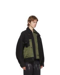 Feng Chen Wang Black And Green Panelled Jacket