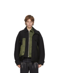 Feng Chen Wang Black And Green Panelled Jacket